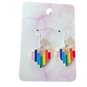 Rainbow Heart Drop Earrings